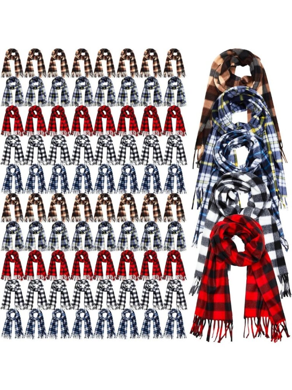 Cozy Winter Fleece Plaid Scarves for Men & Women - 5 Stylish Designs, Warm